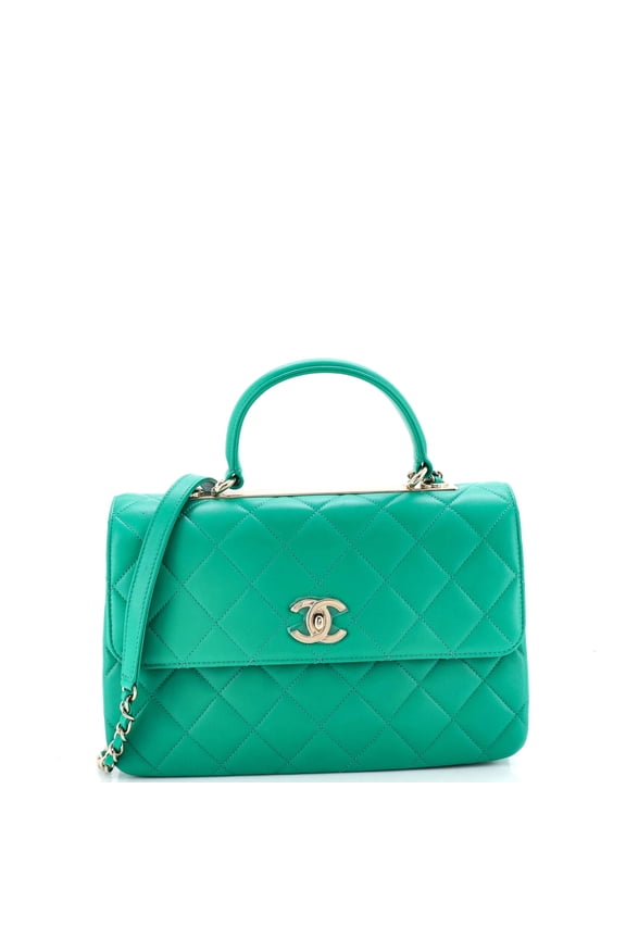 Pre-Owned Trendy CC Top Handle Bag Quilted Lambskin Medium By Rebag