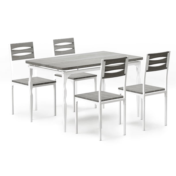 Gris y blanca 3-piece dining set con spiral legs - mesa y 2 sillas para small kitchens y apartments