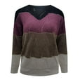 thumbnail image 5 of Sweaters for women Women Color Block Striped V Neck Sweater For Women Long Sleeve Knit Pullover Jumper Tops christmas sweater women, 5 of 7