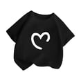 thumbnail image 4 of BOOMNY Toddler Girls Short Sleeve T-Shirts Crew Neck Love Heart Graphic Tee Tops for Girl Soft Dailywear, 4 of 4