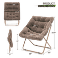 thumbnail image 2 of Magshion Comfy Saucer Chair, Folding Faux Fur Lounge Chair for Bedroom Living Room, Square Cozy Moon Chair with Metal Frame for Adults, Beige, 2 of 9