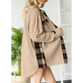 thumbnail image 4 of Womens Waffle Knit Plaid Shacket Boyfriend Button Down Shirt Jacket Loose Long Sleeve Tops, 4 of 11