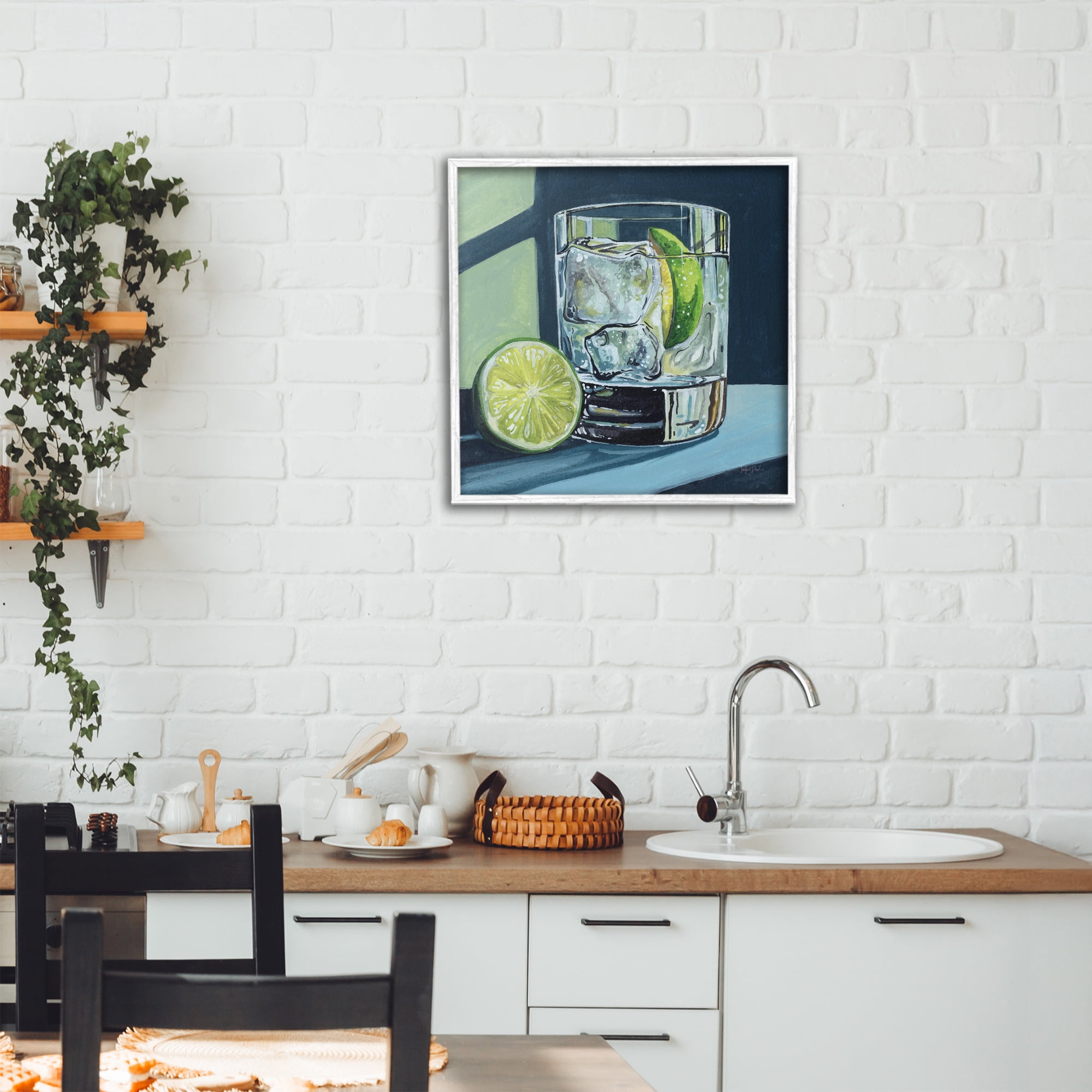 Stupell Industries Lime & Gin Tonic Cocktail White Framed Giclee Art, design by Kate Jarvik Birch