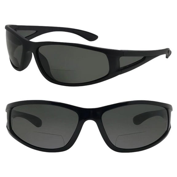 2 Pair of Bifocal Sport Wrap Reading Sunglasses with Side Shield Lens - Gloss/Matte - 2.5