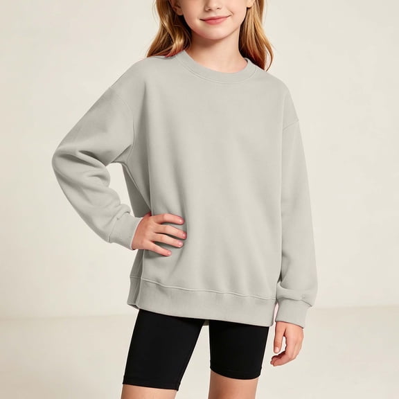Mifsaly Kids Boys Girls Sweatshirt Long Sleeve Crewneck Pullover Tops Comfortable Relaxed Fit Back to School Fall Winter Casual Outfits