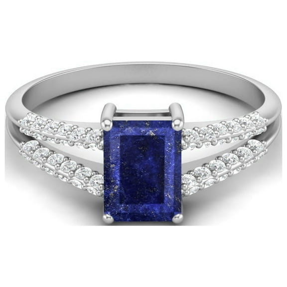 Mooneye 7X5mm Lapis Gemstone 925 Sterling Sterling Silver Solitaire Women Valentines Day Gift Ring