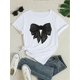 thumbnail image 2 of Women's Soft & Stylish Black T-Shirt with Sparkling Bow & Floral Embossing - Short Sleeve, Round NecCamisetas para mujer, lindas camisetas con estampado gráfico, de manga corta, estilo casual, para ve, 2 of 7