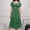 Green, variant on Amzcrzy Dresses for Women Floral Dress for Women Womens Dresses Women's Fashion Print Shrot Sleeve Pleated Dresses Knee-High Dress Midi Dresses for Women