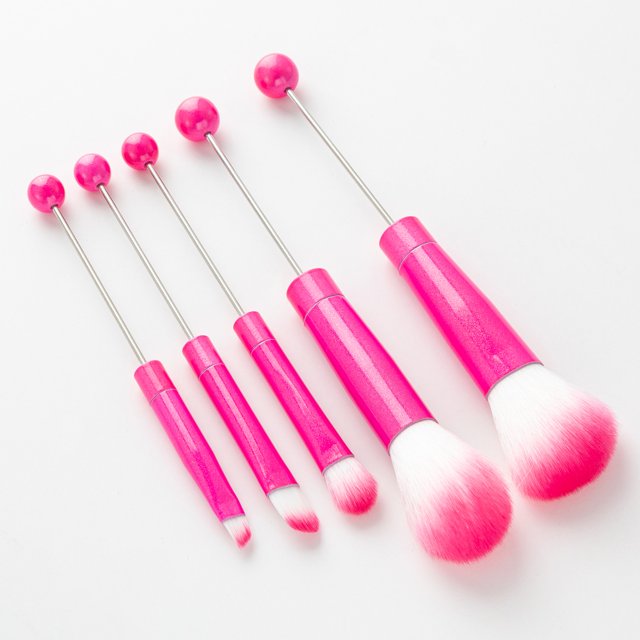 piezas de pinceles de maquillaje con mango de metal y cuentas, pinceles sueltos para rubor, pinceles oblicuos para sombras de ojos, pinceles para cejas, herramientas de belleza