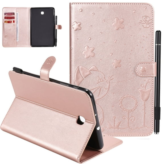 Allytech Galaxy Tab A 8.0 20108 Case SM-T387 (Not for T380), PU Leather Folio Flip Cover Folding Stand Pencil Holder Shockproof TPU Back Cover for Samsung Galaxy Tab A 8.0 T387, Rosegold