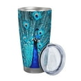 thumbnail image 2 of KLL Beautiful Blue Peacock Print 40oz Stainless Steel Insulated Car Cup with Spillproof Lid - Keep Your Drink Hot or Cold on the Go-Straw Two-piece Set, 2 of 8