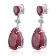 thumbnail image 4 of Dangling 13.23 Ctw Dyed Ruby, White Topaz 925 Sterling Silver Pear, Round Dangle Earrings For Women By Orchid Jewelry, 4 of 7