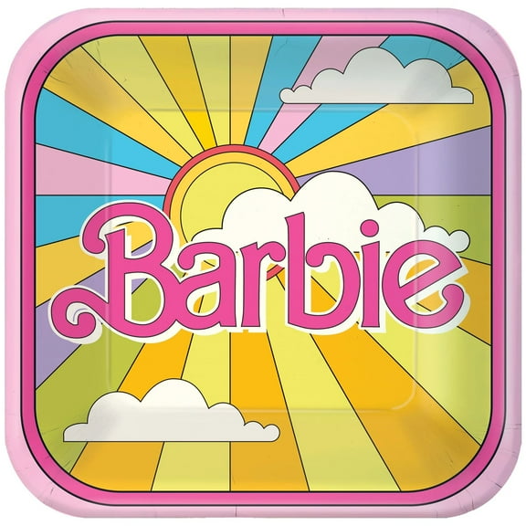 Amscan Retro Barbie Square Small Paper Plates (8ct)