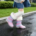 thumbnail image 7 of FUNCOO PLUS Girls Light Up Rain Boots Toddler Kids Warm Lined Winter Boots, Pink&purple, Little Kid Size 11, 7 of 7