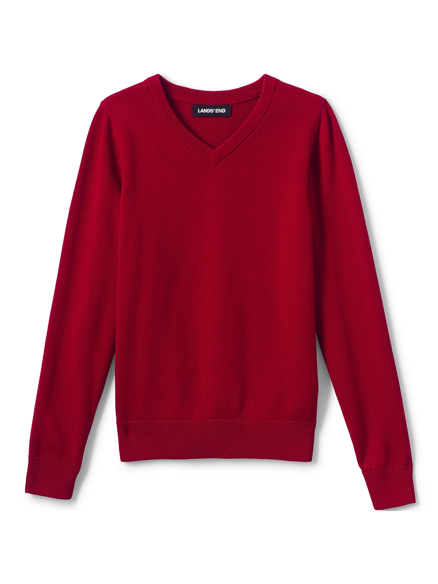 Lands' End School Uniform Boys Cotton Modal Fine Gauge Vneck Sweater
