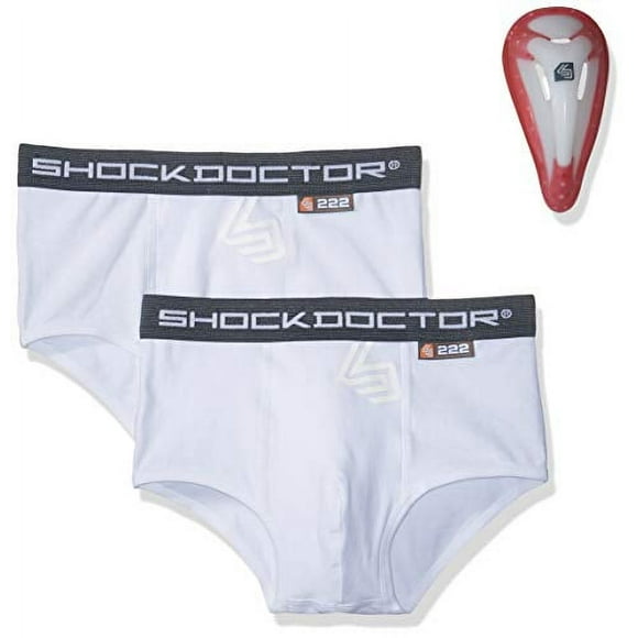 Shock Doctor Boys Core Brief (2 Pack) with Bio-Flex Cup, Small