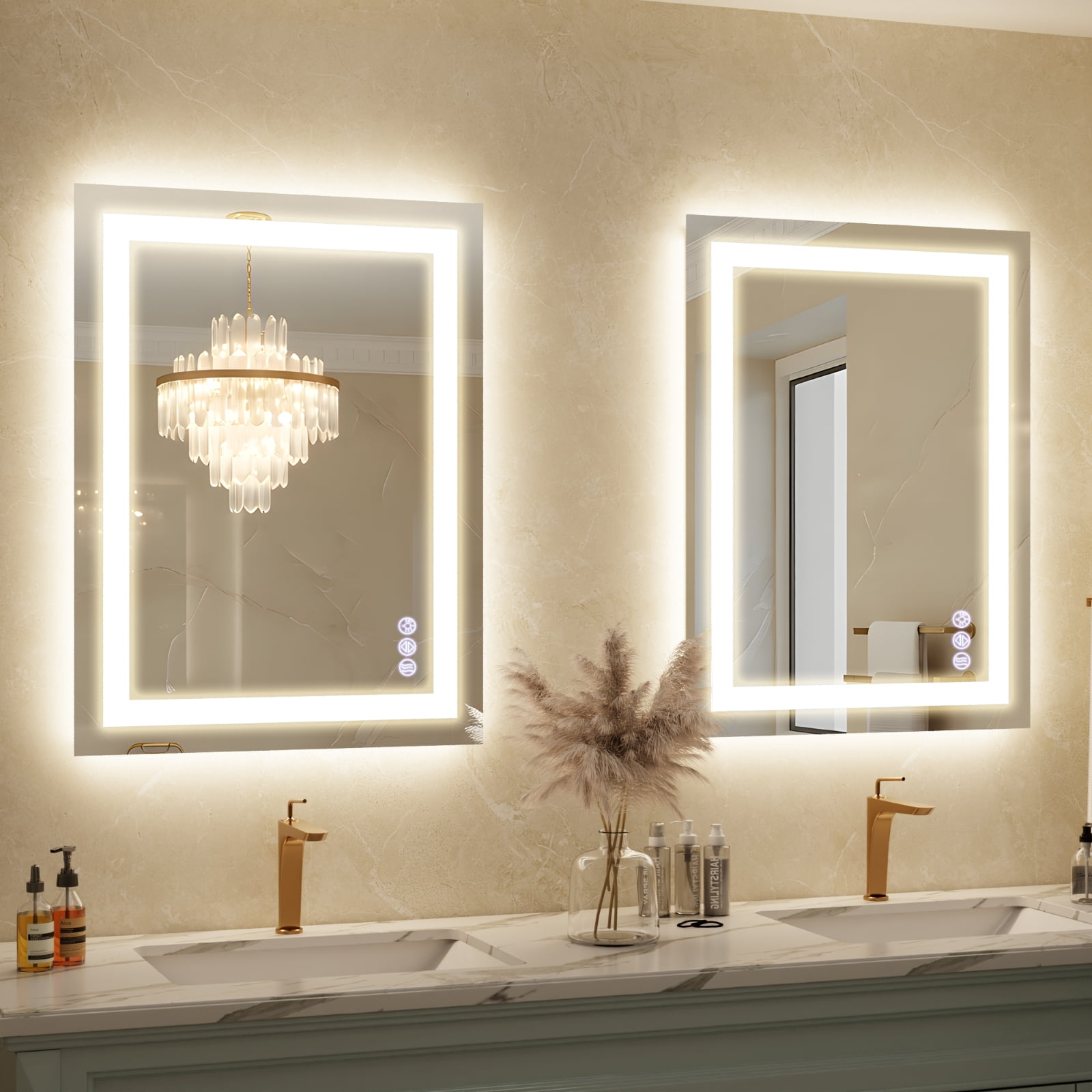 Mirrasia 24"x32" LED Bathroom Mirror Lighted Vanity Wall Mirror 3 Color Temperature Dimmable Mirror