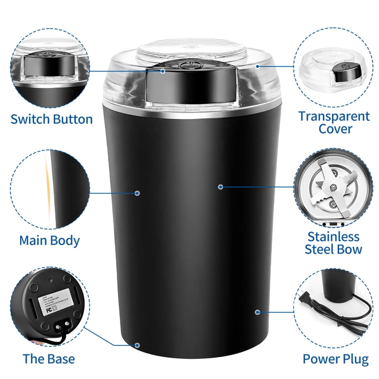 TINANA 200W Electric Coffee Grinder, Stainless Steel Blade photo 3