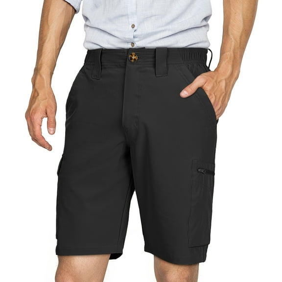 33,000ft Men's Hiking Shorts Quick Dry Lightweight Stretch Cargo Golf Shorts for Fishing Camping Climbing Black 34W