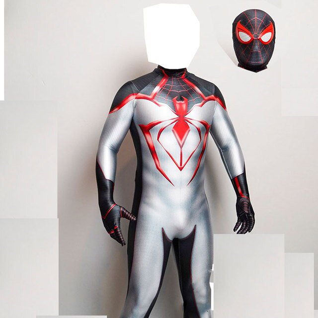 Disfraz de Cosplay de Miles Morales Spiderman para niños y adultos, traje Zentai de superhéroe para Halloween, PS5 Fivean unisex