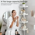 thumbnail image 2 of Corner Shower Caddy Tension Pole, 4 Tiers Rotating Shower Organizer for Bathroom Shelf Bathtub, Adjustable Standing Shower Rack Bathroom Accessories, Easily Assemble, 34-124 Inch Height,White, 2 of 18