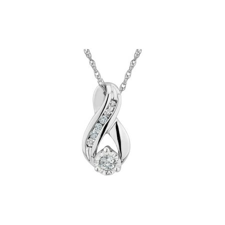 Infinity Diamond Pendant Necklace Sterling Silver with chain