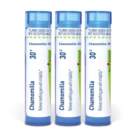 Boiron Chamomilla 30C, Homeopathic Medicine for Teething Pain with Irritability Relief, 3 Count (3 x 80 Pellets)