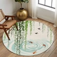 thumbnail image 2 of Round Rugs 7Ft, Spring Green Leaves Round Area Rug Washable Indoor Throw Carpet, Japanese Koi Fish Birds Vintage Large Non Slip Circle Rug for Dining Room Playroom Home Decor Aesthetic, 2 of 8