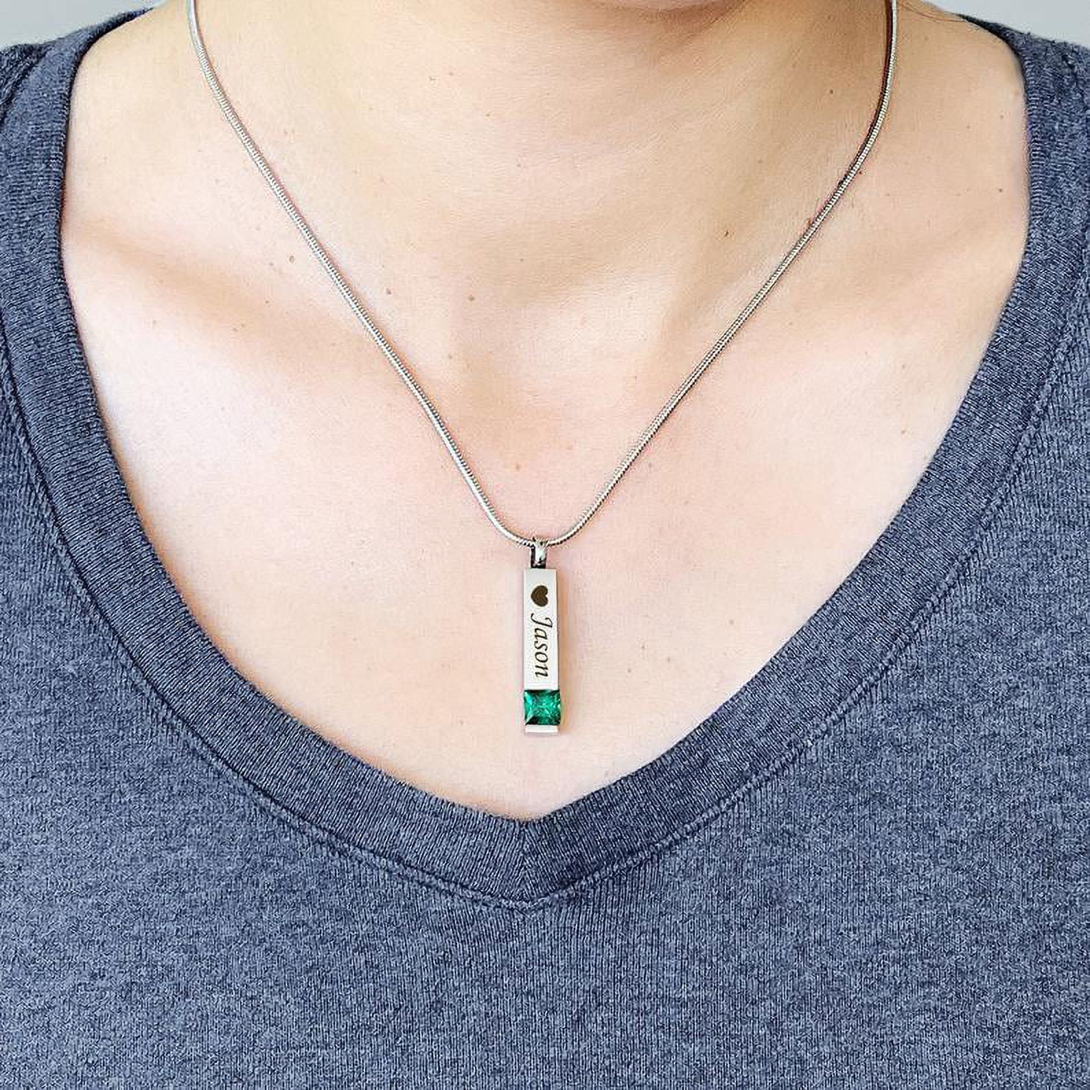 Anavia Personalized July Birthstone Ashes Holder Cremation Keepsake Necklace