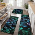 thumbnail image 2 of Blue Green Butterfly Pattern Kitchen Rugs Sets Of 3,Kitchen Runner Rugs Non Skid Washable,Decorative Kitchen Floor Mats for Kitchen,Sink,Laundry,17"x30"+ 17"x47" + 17"x59", 2 of 6