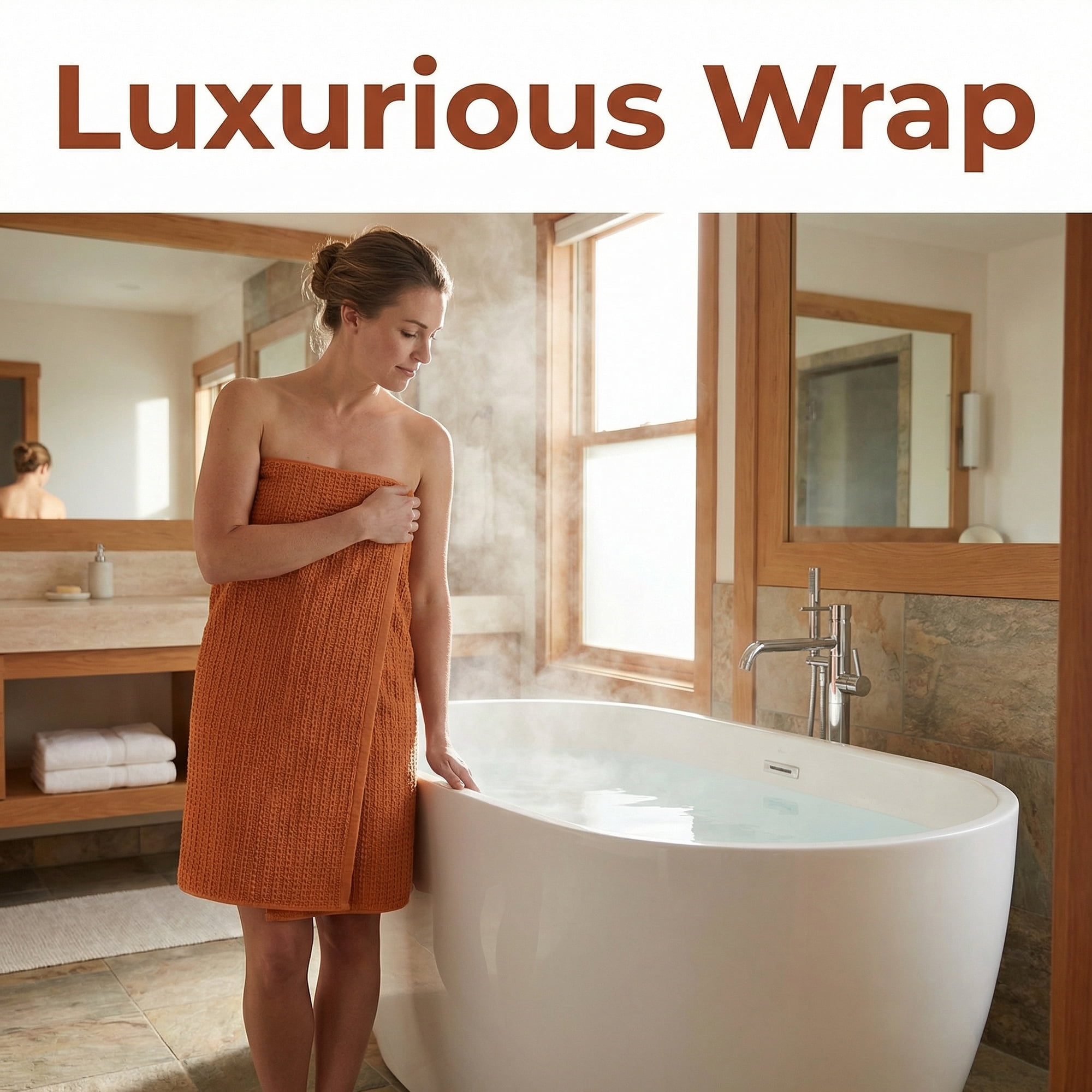Unique Bargains Cotton Waffle Soft Absorbent Bath Towels Brown 55" x 28"