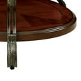 thumbnail image 4 of 48 Inch Oval Coffee Table Glass Top Scrolled Metal Legs Cherry Brown, 4 of 5