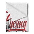 thumbnail image 2 of Sports Soft Flannel Fleece Blanket, Cycling Man Illustration Dotted Setting Biking Athletics Human Powered Vehicle, Cozy Plush for Indoor and Outdoor Use, 50" x 70", Black White Red, by Ambesonne, 2 of 5