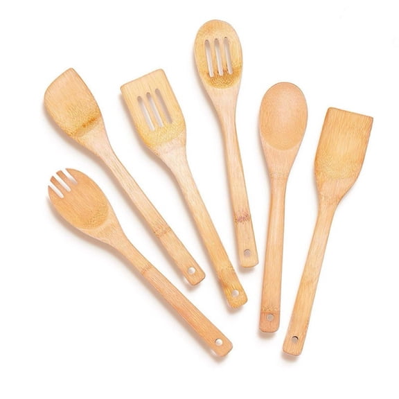 Wooden Spoons for Cooking Kitchen Utensils Set 6 pcs Bamboo Wooden Spoons & Spatula Cooking Utensils