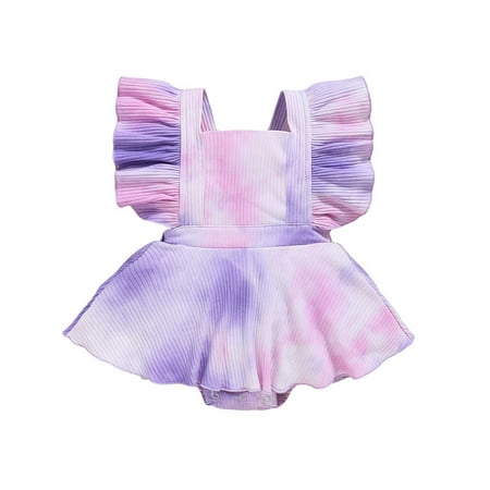 

PBaeM Baby Girls Tie-Dye Sleeveless Mini Romper Dress