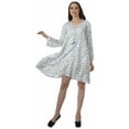 thumbnail image 2 of Moomaya Rayon Flared Dress For Womens Long Sleeve Printed V-Neck Casual Beach Dress For Girls, 2 of 7