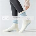 thumbnail image 2 of Zylanna Women's Crew Socks, Non‑Slip Grips Striped 100% Cotton Scalloped Cuff Stretchy Ribbed Breathable Mid Calf Socks for Yoga Daily Wear Light Blue, 2 of 7