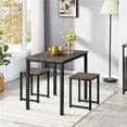 thumbnail image 2 of Renwick 3-Piece Dining Set with Industrial Square Table & 2 Backless Chairs, Drift Brown, 2 of 7
