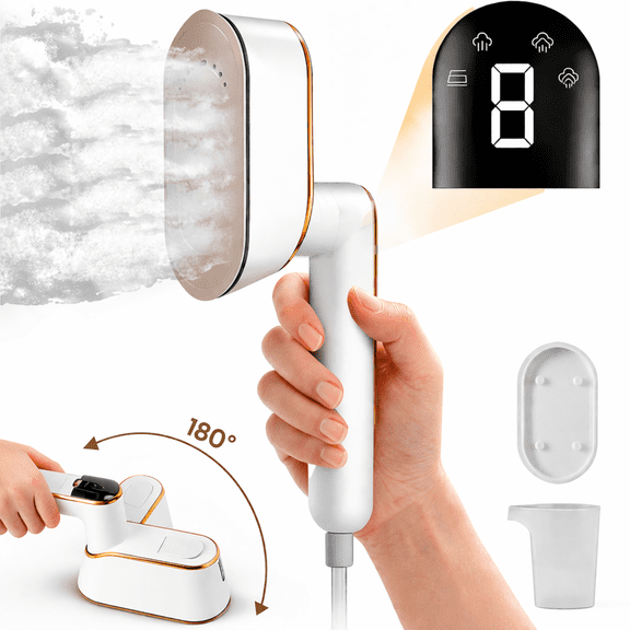 KING BOWOLF Travel Steamer Iron for Clothes, 1200W Portable Handheld Garment Iron with 10s Fast Heating, 180° Swivel Handle, for Home, Office & Travel