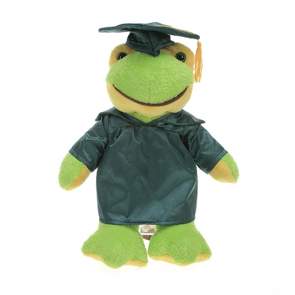 Made by Aliens Personalized Frog Stuffed Animal Plush Toy – Perfect Gift for Graduation Name or Your School Logo on Gown, Best for Any Grad School Kids 12 Inches