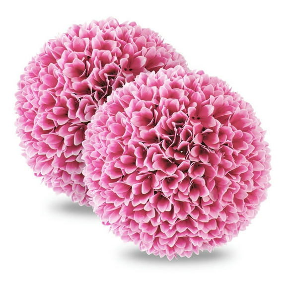 Spaco 2-Piece Artificial Plant Topiary Balls, Faux Boxwood Decorative Balls, Artificial Plant Balls for Outdoor as Garden, Yard, Balcony, Pink