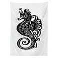 thumbnail image 3 of Ambesonne Seahorse Tablecloth Rectangular Table Cover, Graphic Swirl, 52"x70", Black and White, 3 of 4