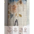 thumbnail image 6 of Vintage Blue Floral Sheer Curtains 54 Inch Length 2 Panels Set Window Treatments, Butterflies Watercolor Flower Tan Rod Pocket Semi Curtains for Living Room/Bedroom/Kitchen Décor, 104"W x 54"L, 6 of 7