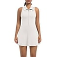 thumbnail image 6 of Kaemgyyd Womens Zip Front Tennis Dress Collared Bodycon Racer Back Sleeveless Workout Golf Dresses Build in Shorts, 6 of 6