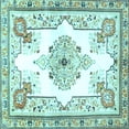 thumbnail image 1 of Ahgly Company Indoor Square Medallion Light Blue Traditional Area Rugs, 3' Square, 1 of 4