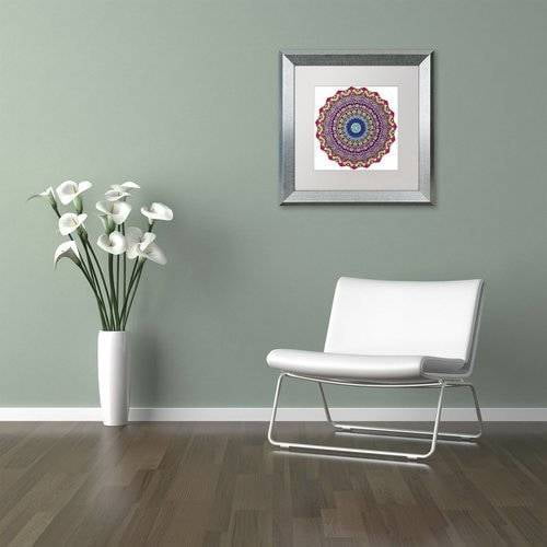 Trademark Fine Art "Kisses Mandala in Red" Canvas Art by Kathy G. Ahrens, White Matte, Silver Frame