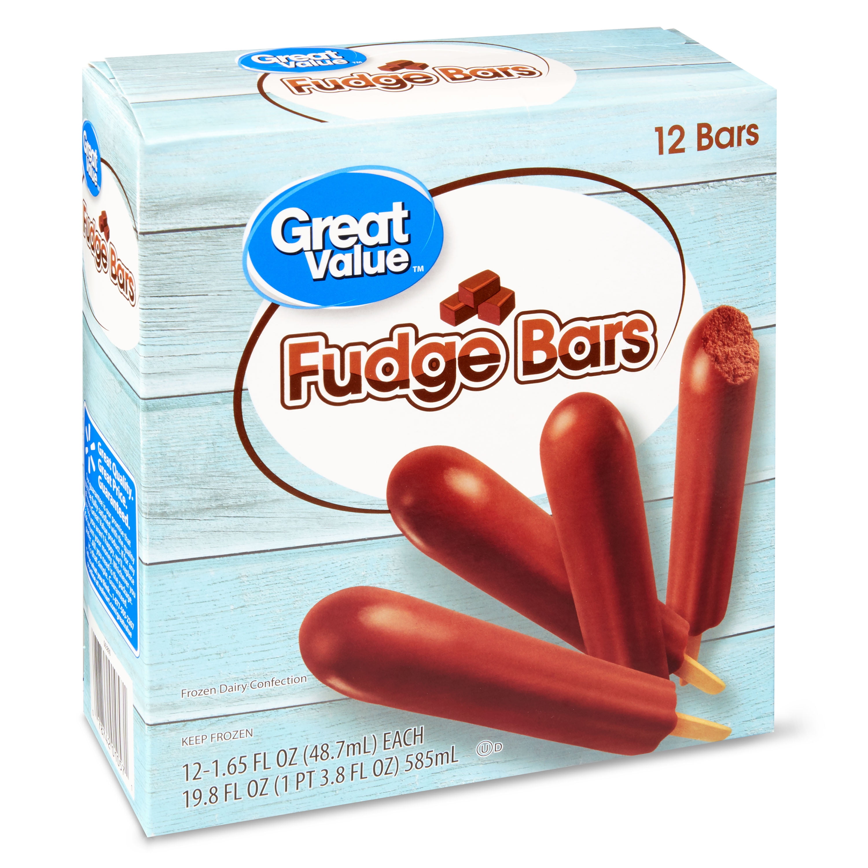 Great Value Fudge Bars, 1.65 fl oz, 12 Count