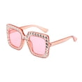 thumbnail image 2 of Rhinestone Square Sunglasses Crystal Bling Oversized Sun Glasses Uv Protection Fashion Shades For Beach Cycling Outdoor Activities(Orange-14.6Cm), 2 of 9