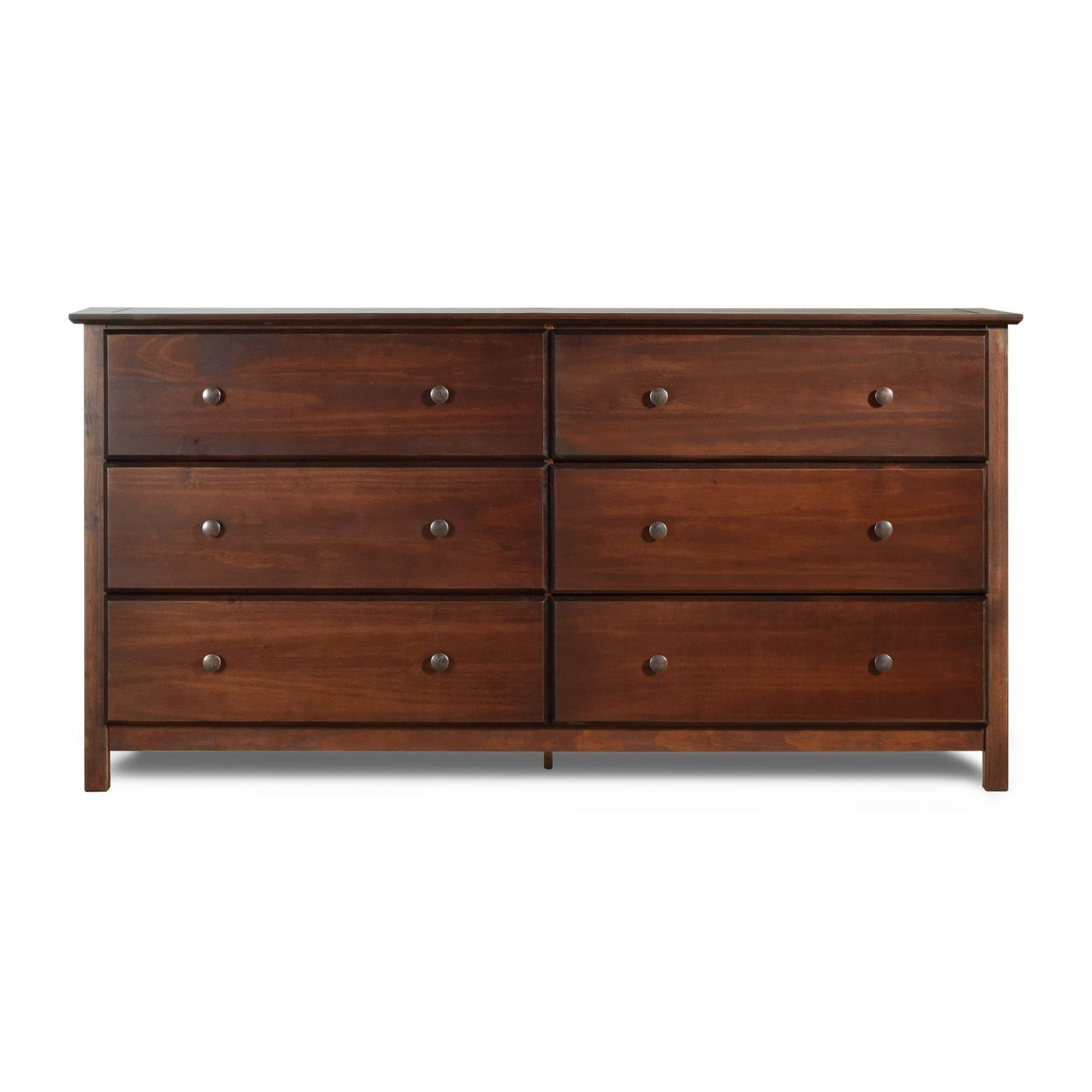 Grain Wood Furniture Shaker 6-Drawer Dresser, Solid Wood with a Cherry Finish