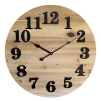 Better Homes & Gardens Wood Planks Clock, Natural Stain Finish